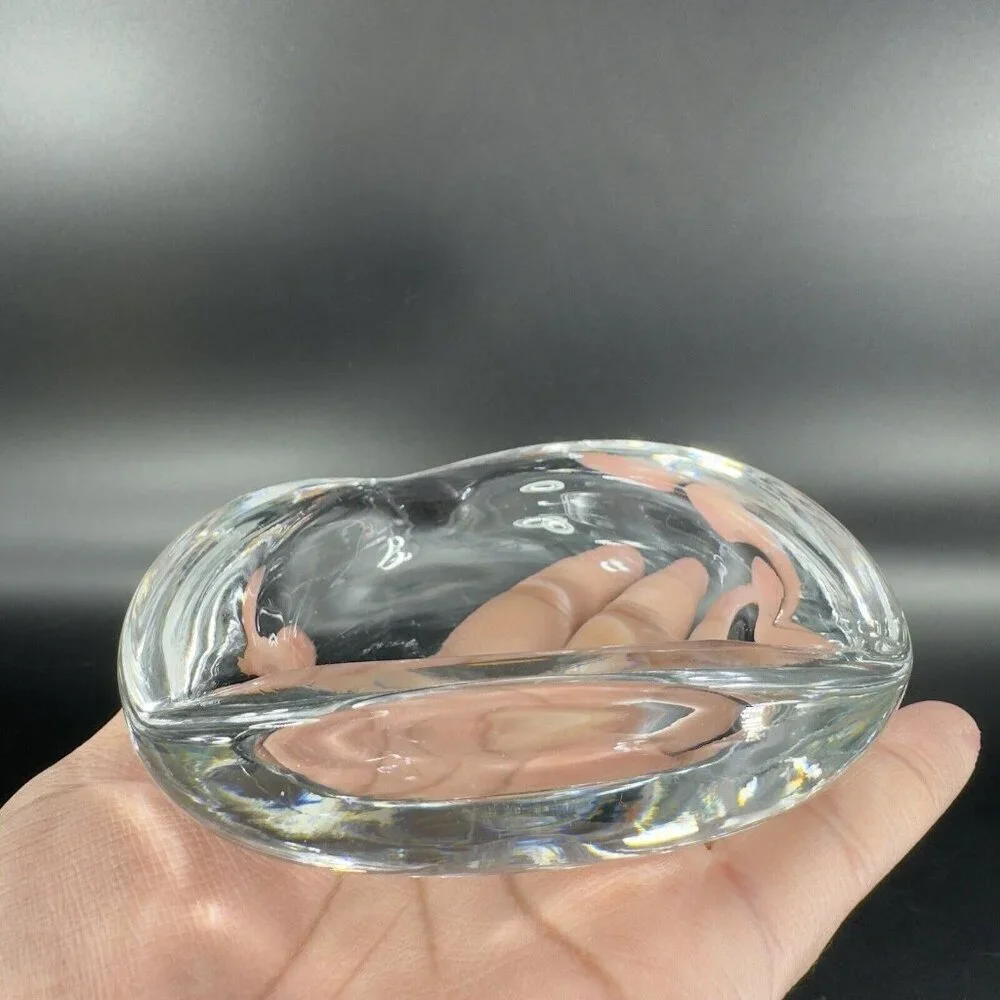 Venetian Clear Glass Dish Small Ashtray Made In‎ Italy Manganese 365nm Green UV